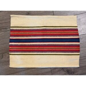 Set of 5 Pottery Barn Wheaton Striped Woven Cotton Table Placemats Cream 14x20